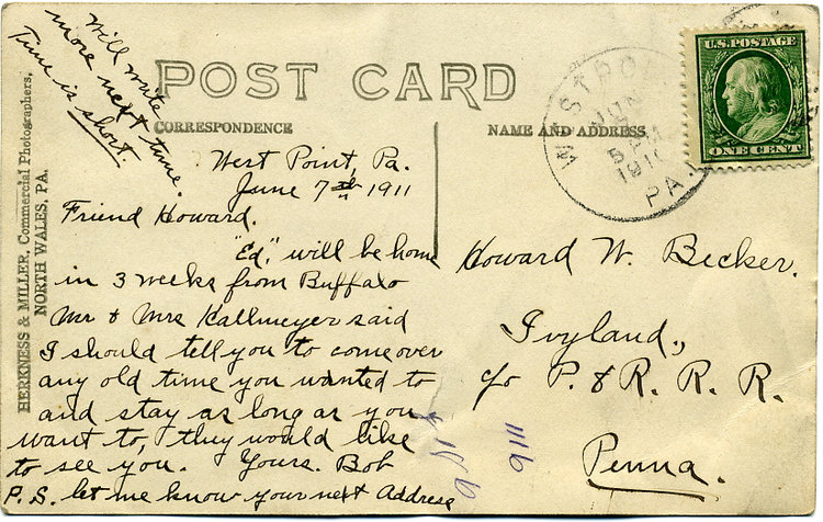 West Point Station 1911 postcard